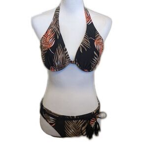 Venus Lascana 2-pc bikini swimsuit in Mystic Palm, tie waist belt, sz 4 & 34DD